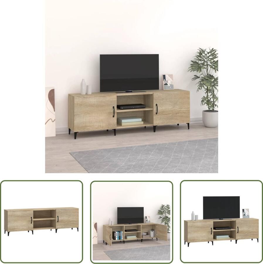 The Living Store TV-Kast Sonoma Eiken 150 x 30 x 50 cm Sterk hout Voldoende opbergruimte TV Kast Tv Meubilair Hifi Kast Salontafel Houten Kast - Foto 2