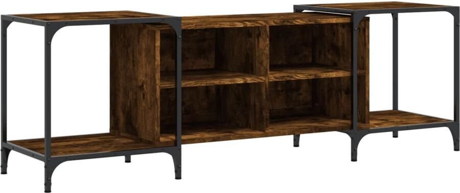 The Living Store Tv-meubel 153x37x50 cm bewerkt hout gerookt eikenkleurig Tv Kast Tv Meubel Houten Tv Kast Bruine Tv Kast Industrieel Tv Meubel - Foto 2