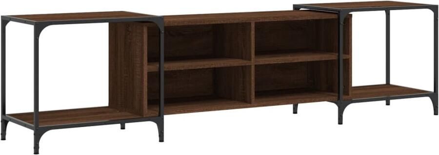 The Living Store Tv-meubel 203x37x50 cm bewerkt hout bruin eikenkleur Tv Kast Tv Meubel Houten Tv Kast Bruin Eiken Media Kast - Foto 2