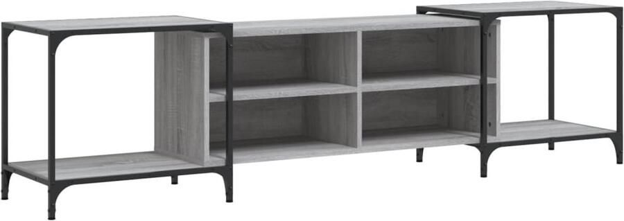 The Living Store Tv-meubel 203x37x50 cm bewerkt hout grijs sonoma eikenkleurig Tv Kast Tv Meubel Industrieel Tv Meubel Grijze Tv Kast Houten Tv Kast - Foto 2