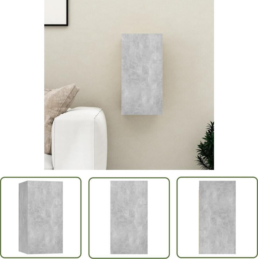 The Living Store vidaXL Tv-meubel 30 5x30x60 cm bewerkt hout betongrijs Tv-kast Wandkast Media Kast Houten Kast Grijze Kast - Foto 2