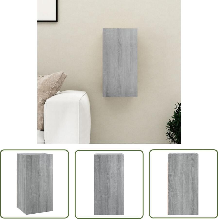The Living Store TV-meubel Hangend Grijs Sonoma Eiken 30.5 x 30 x 60 cm Materiaal- Bewerkt hout Tv-meubel Houten Tv-meubel Grijze Tv-meubel Modern Tv-meubel Wandmontage Tv-meubel - Foto 2