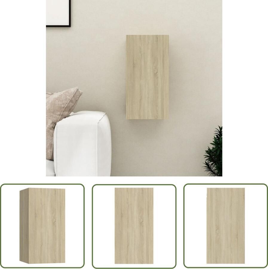 The Living Store vidaXL Televisiescherm Tv-kast Tv-meubel 30 5x30x60 cm bewerkt hout sonoma eikenkleurig Houten Tv-standaard Salontafel Woonkamerdecoratie - Foto 2