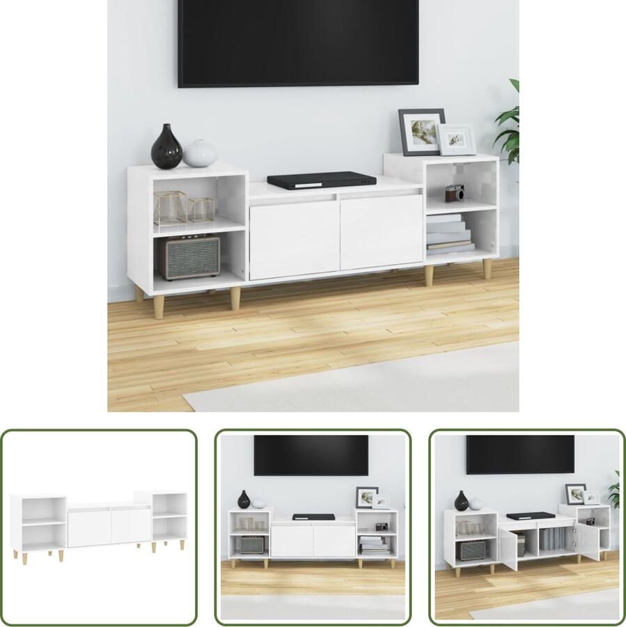 The Living Store TV-meubel Trendy en praktisch tv-meubel 160 x 35 x 55 cm hoogglans wit - Foto 2