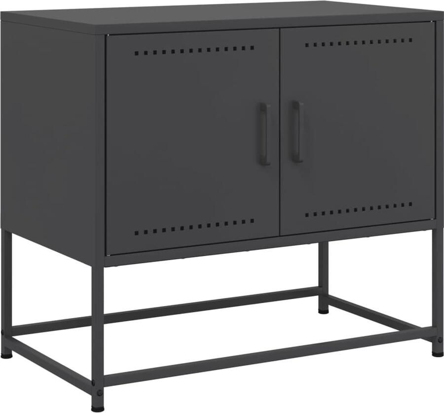 The Living Store Tv-meubel 68 5x39x60 5 cm staal zwart Tv-meubel Industrieel Design Zwarte Tv Kast Metalen Tv Stand Televisie Tafel - Foto 2