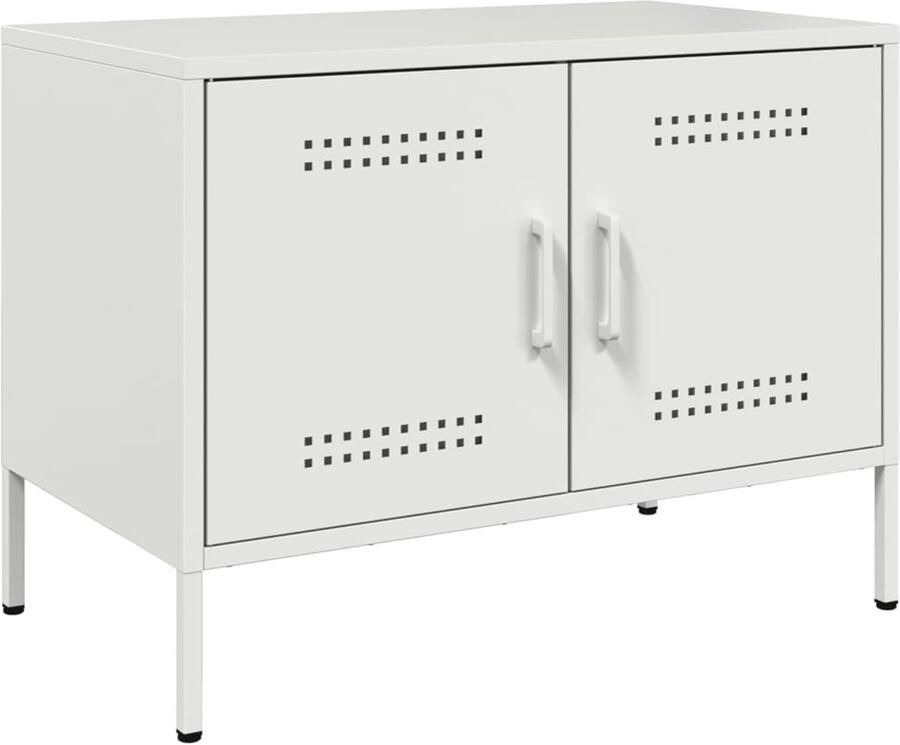 The Living Store Tv-meubel 68x39x50 5 cm staal wit Tv-meubel Industrieel Design Robuust Staal Wit - Foto 2