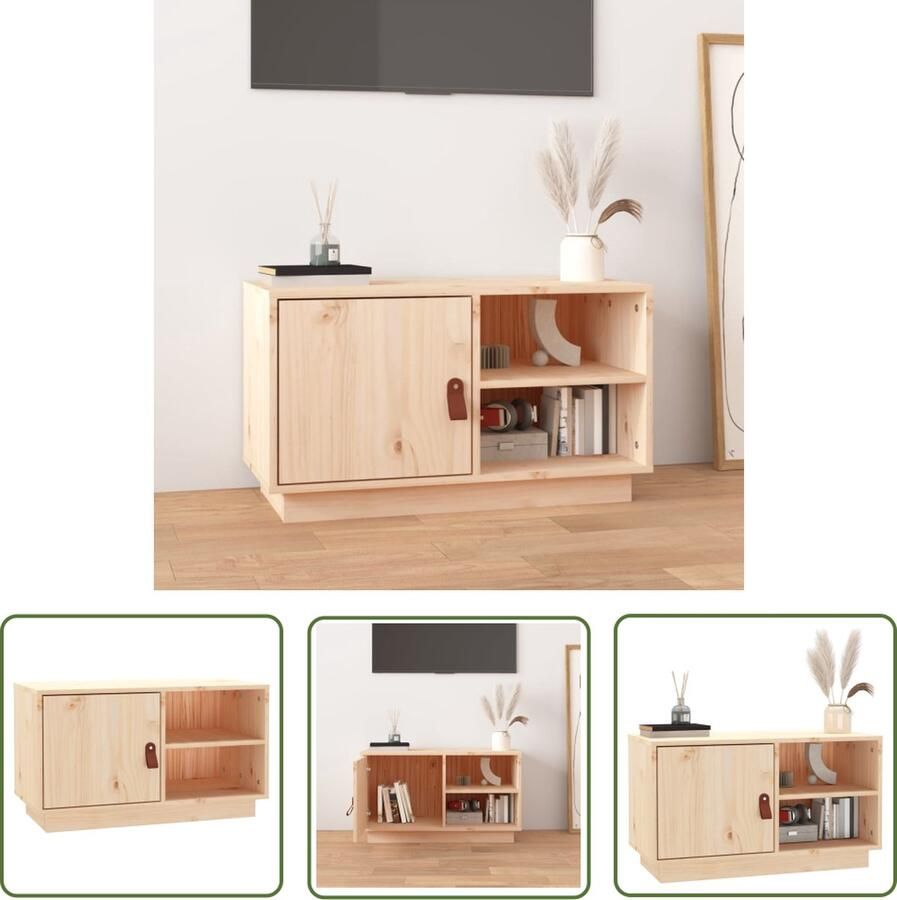 The Living Store Tv-meubel 70x34x40 cm massief grenenhout Televisie Kast Houten Tv Stand Grenoble Meubilair Salontafel Living Room Furniture - Foto 2