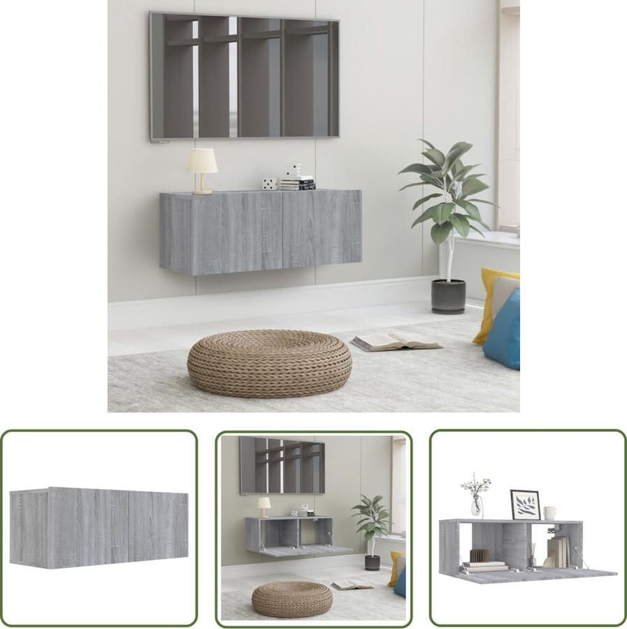 The Living Store vidaXL Tv Meubel Tv Kast Tv-meubel 80x30x30 cm bewerkt hout grijs sonoma eikenkleurig Salontafel Houten Tv Stand Greige Tv Unit - Foto 2