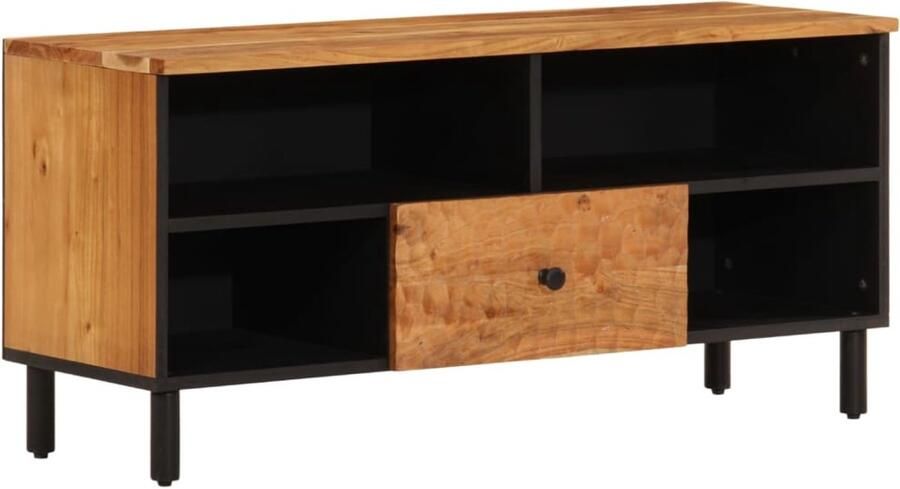 The Living Store Tv-meubel 100x33x46 cm massief acaciahout Tv-meubel Salontafel Houten Kast Acaciahout Vintage Tv-stand - Foto 3