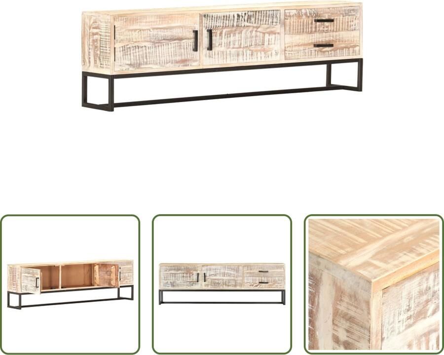 The Living Store TV-meubel Acacia Dressoir en Opbergkast 140x30x45 cm Wit - Foto 2