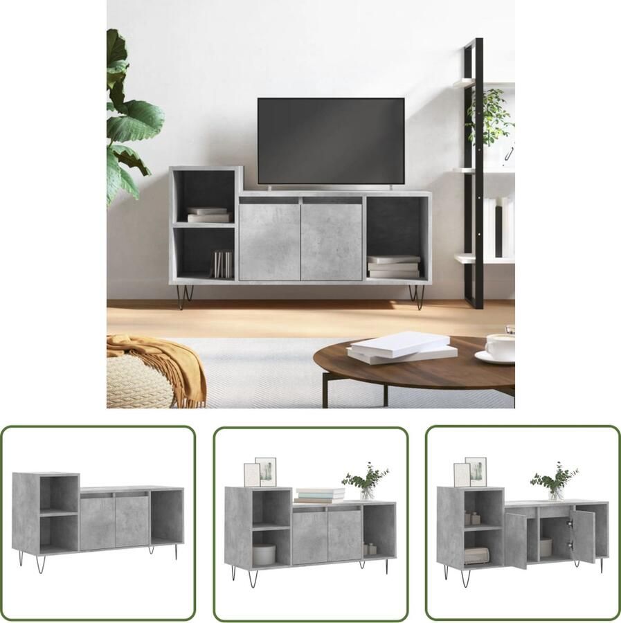 The Living Store TV-meubel Betongrijs 100x35x55 cm Hoge kwaliteit praktisch ontwerp Tv-meubel Salontafel Kast Houten Tv-kast Grijs Tv-meubel - Foto 2