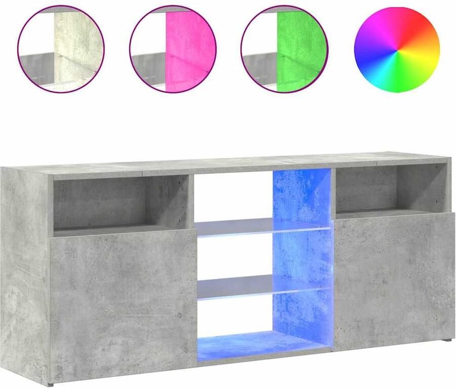 The Living Store vidaXL Tv-meubel met LED-verlichting 120x30x50 cm betongrijs Tv-meubel Houten Tv-meubel Grijs Tv-meubel Led Tv-meubel VidaXL Tv-meubel - Foto 3