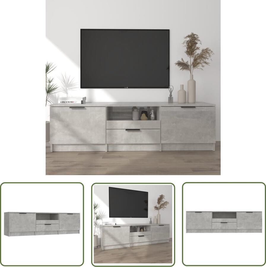 The Living Store TV-meubel Betongrijs 140x35x40 cm praktisch en trendy - Foto 2