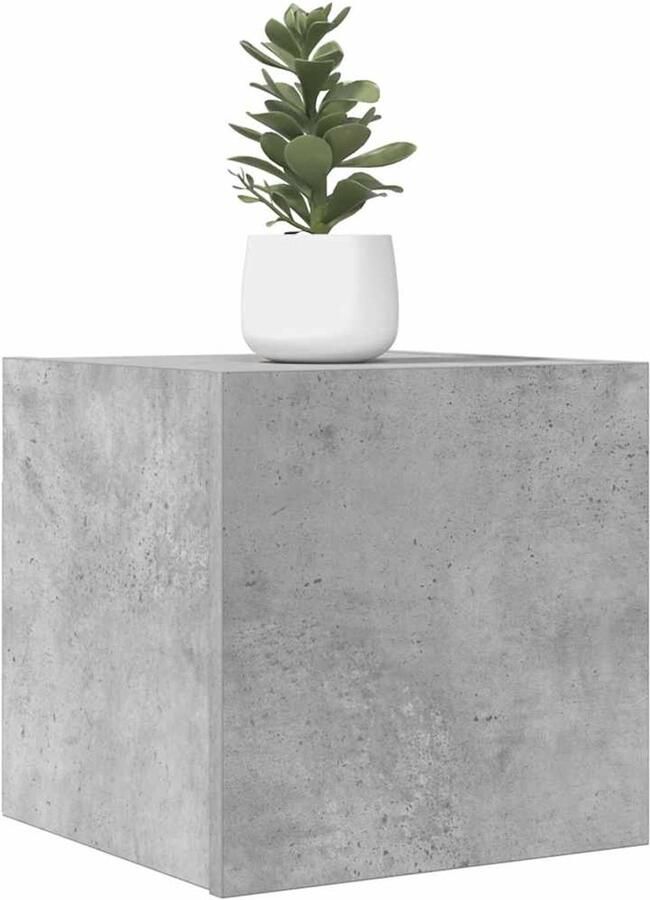 The Living Store Slaapkaastje Betongrijs 30.5 x 30 x 30 cm Wandmontage Openende deur links of rechts Slaapkamer Meubilair Nachtkastje Wandmontage Houten Kast Beton Grijs - Foto 4