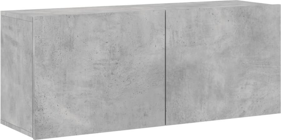 The Living Store Tv-meubel wandgemonteerd 100x30x41 cm betongrijs Tv-meubel Wandmontage Beton Grijs Houten Tv Kast Opbergruimte - Foto 2
