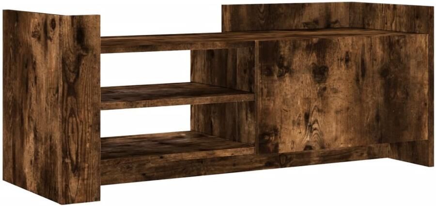 The Living Store Tv-meubel 100x35x40 cm bewerkt hout gerookt eikenkleurig Tv Meubel Tv Kast Houten Tv Stand Opbergkast Salontafel - Foto 2