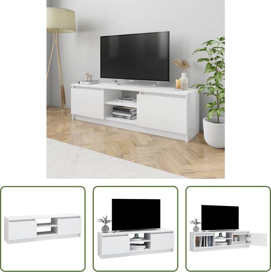 The Living Store TV-meubel Classic 120 x 30 x 35.5 cm Hoogglans wit - Foto 2