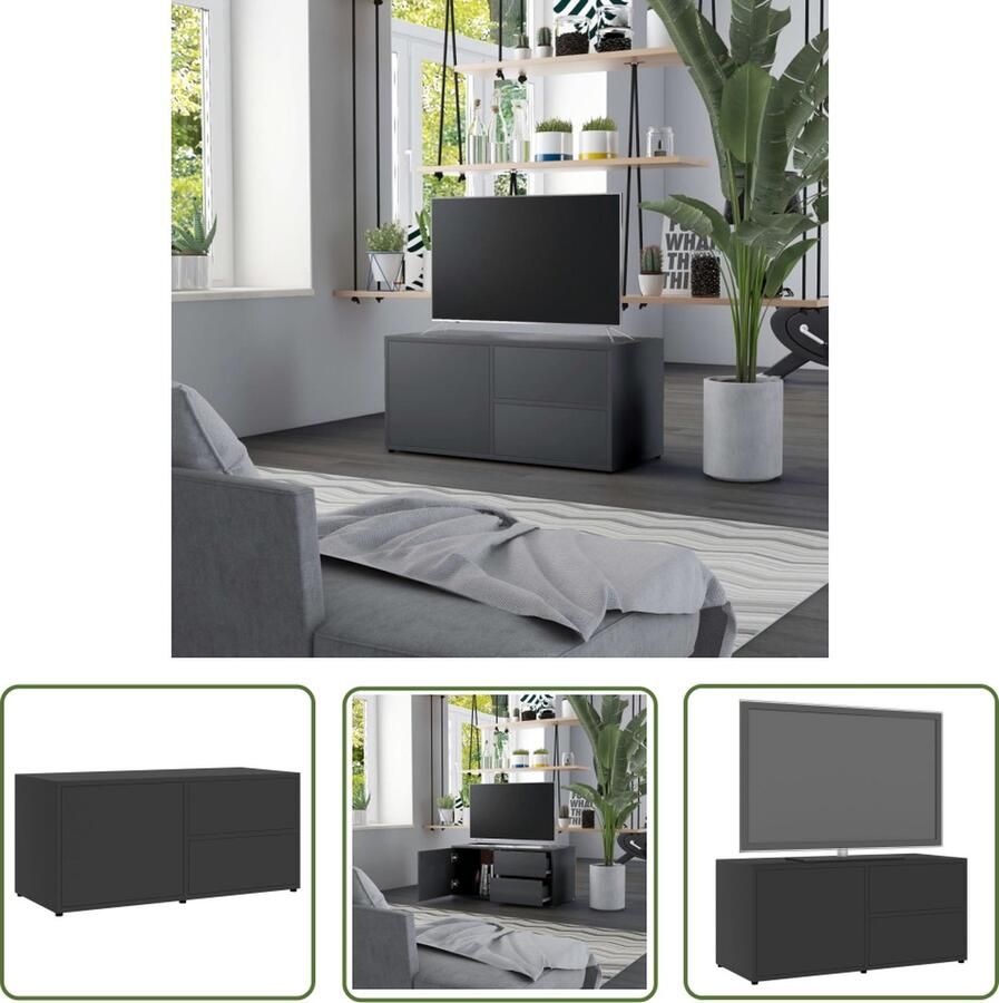 The Living Store Tv-meubel Classic 80 x 34 x 36 cm Grijs Spaanplaat
