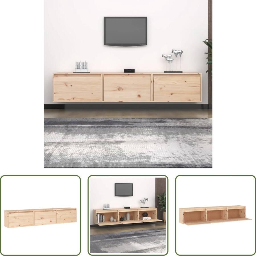 The Living Store Wandmeubel tv-meubel 60 x 30 x 35 cm massief grenenhout - Foto 2