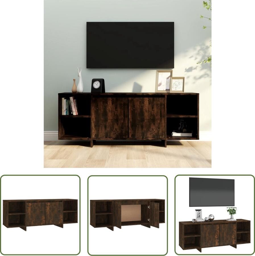 The Living Store vidaXL Tv-meubel 130x35x50 cm bewerkt hout gerookt eikenkleurig Tv-meubel Houten Tv-meubel Tv Stand Media Kast Livingroom Meubilair - Foto 2