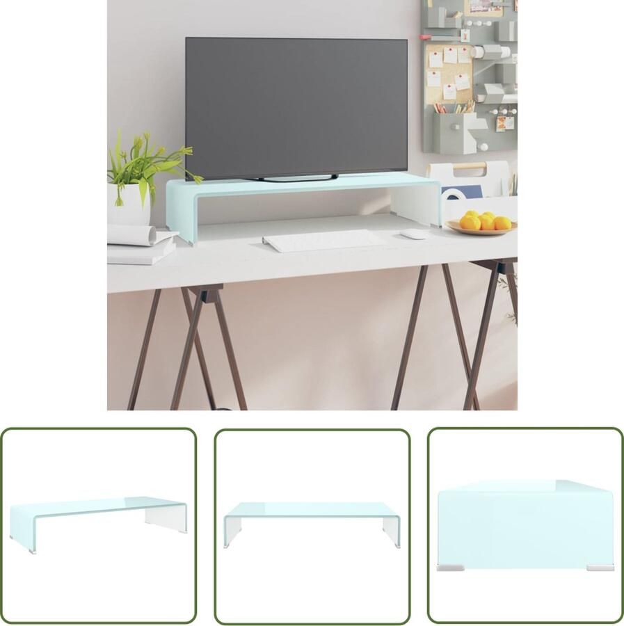 The Living Store TV-meubel glas 70 x 30 x 13 cm groen gehard glas multifunctioneel - Foto 2