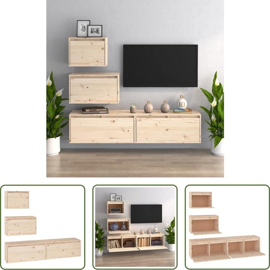 The Living Store Klassieke Televisiekast Massief Grenenhout Trendy en Praktisch Design Verschillende Maten - Foto 2