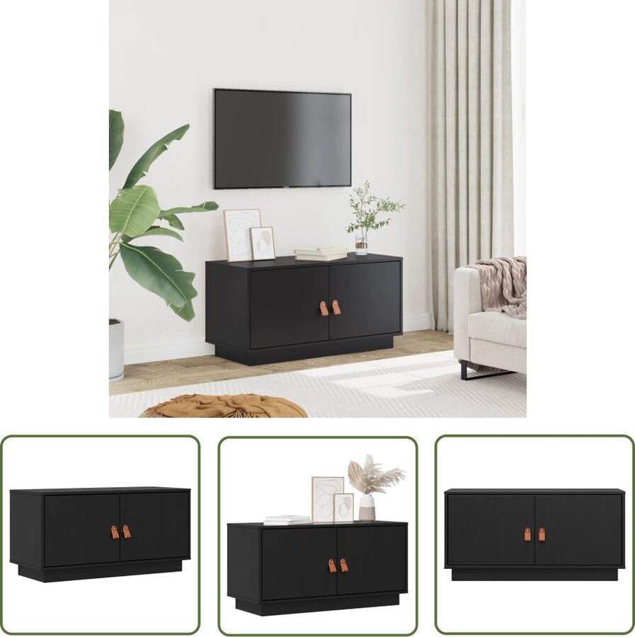 The Living Store Televisiemeubel Houten tv-kast Afmetingen- 80 x 34 x 40 cm Ken- Massief grenenhout - Foto 2