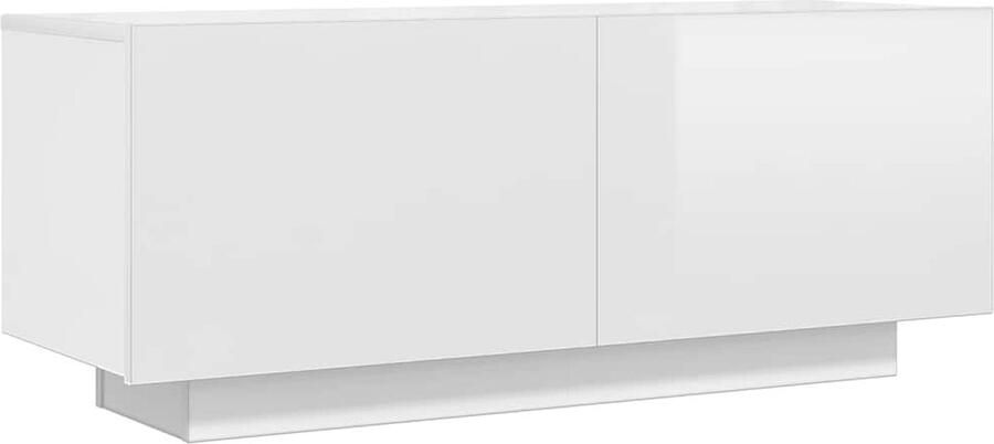 The Living Store Nachtkastje Hoogglans wit 100 x 35 x 40 cm Stevige constructie Nachtkastje Bijzettafel Meubilair Slaapkamerinrichting Houten Meubil - Foto 5