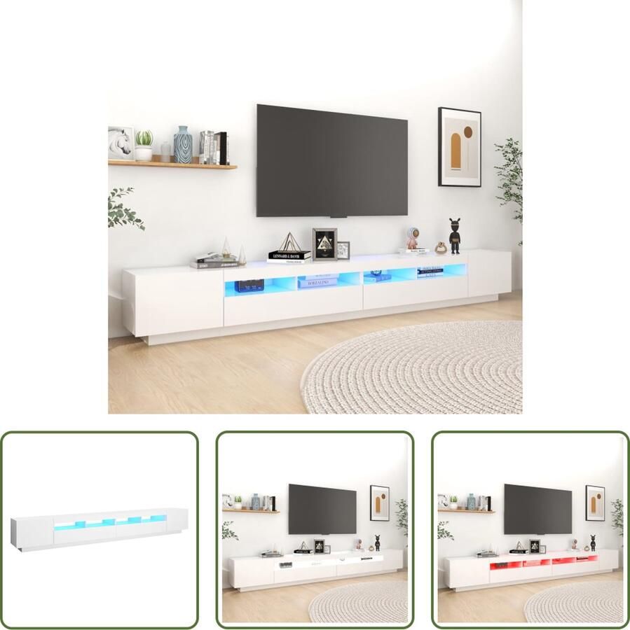 The Living Store TV-meubel LED-verlichting wit bewerkt hout 300 x 35 x 40 cm RGB LED - Foto 2
