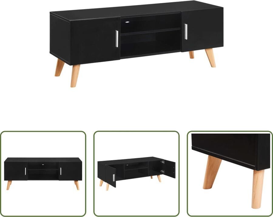 The Living Store TV-meubel Hoogglans Zwart 120 x 40 x 46 cm Opbergkastjes en open schappen - Foto 2