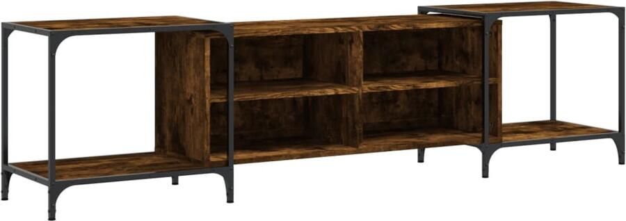 The Living Store Tv-meubel 203x37x50 cm bewerkt hout gerookt eikenkleurig Tv Kast Industrieel Tv Meubel Houten Tv Stand Bruine Tv Tafel Media Kast - Foto 2
