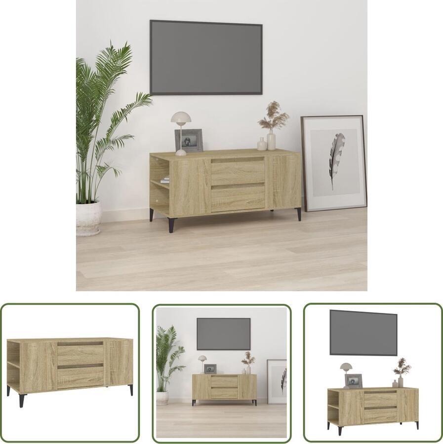 The Living Store Tv-meubel industrieel ontwerp 102 x 44.5 x 50 cm sonoma eiken - Foto 2