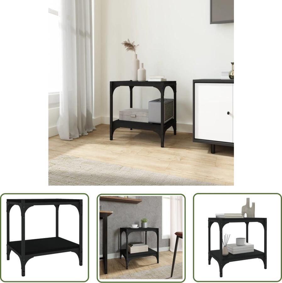 The Living Store TV-meubel Industriële stijl Duurzaam hout en staal 40 x 33 x 41 cm - Foto 2