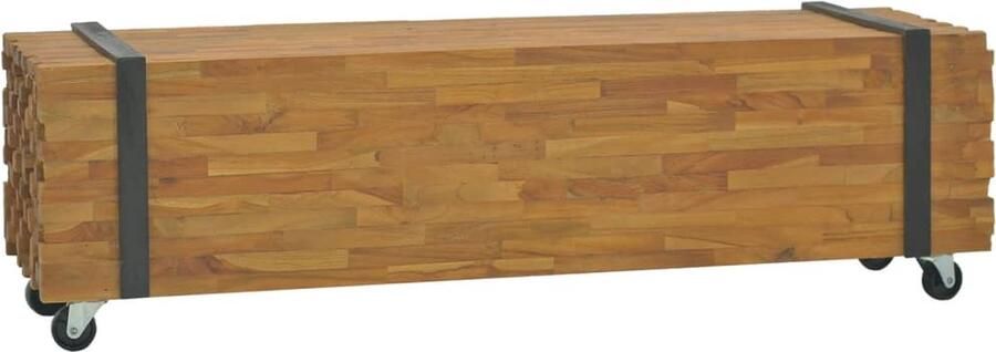 The Living Store Tv-meubel 110x30x32 5 cm massief teakhout Tv-meubel Teak Hout Industriele Stijl Bruin Vintage Meubilair - Foto 2
