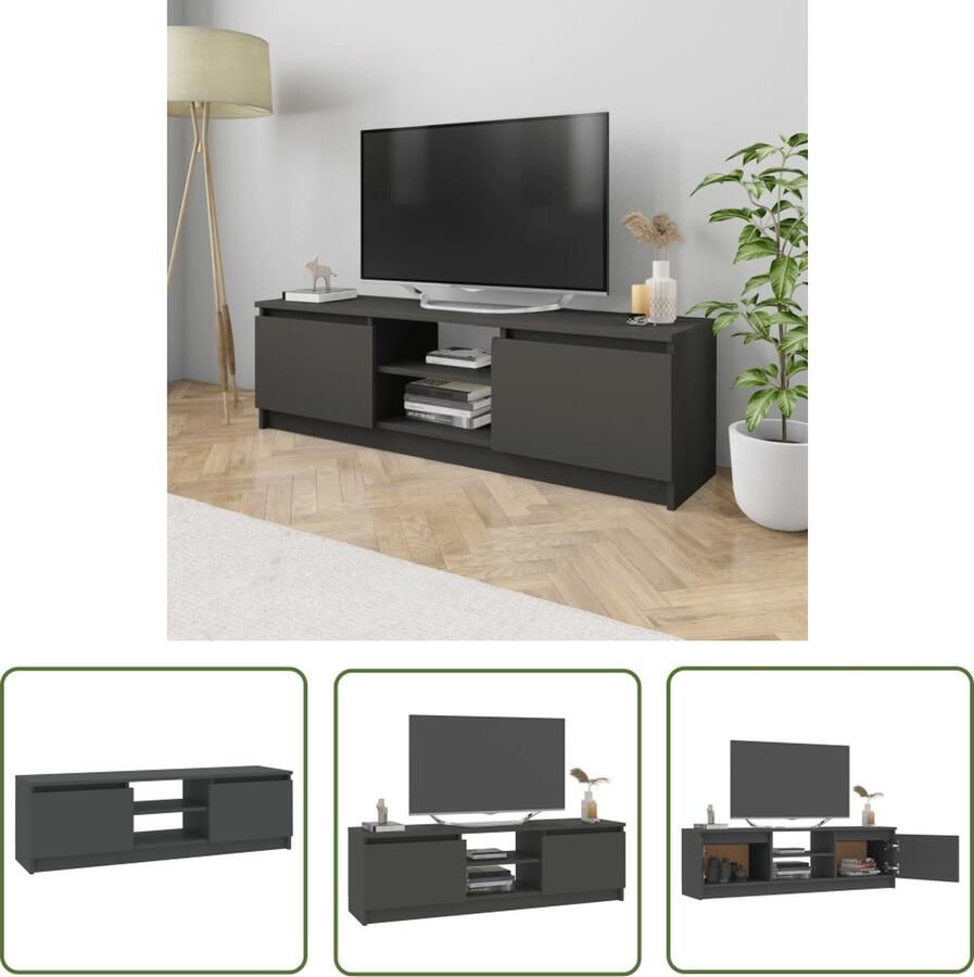 The Living Store TV-meubel klassieke stijl 120x30x35.5 cm grijs hoogwaardig hout