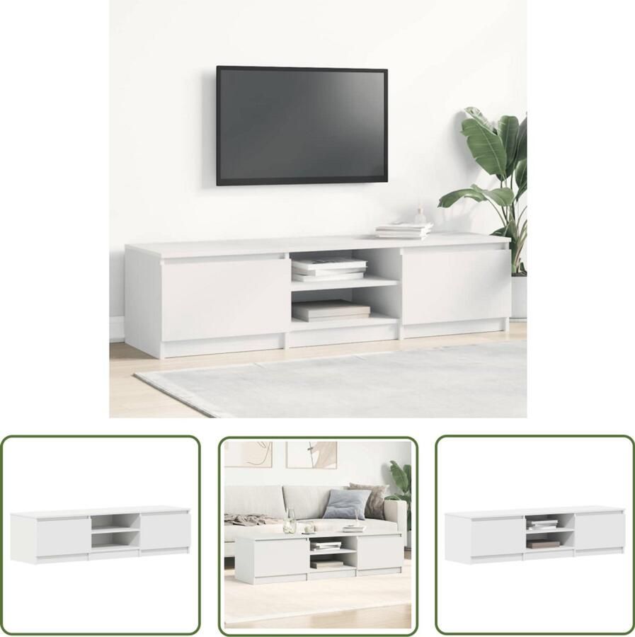 The Living Store tv-meubel klassieke stijl 140 x 40 x 35.5 cm wit hout - Foto 3