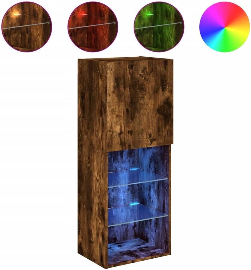 The Living Store Tv-meubel LED-verlichting 40 5x30x102 cm gerookt eikenkleurig TV-meubel Houten TV-meubel LED-tv-meubel Bruine TV-standaard Kast Met Led Verlichting - Foto 2