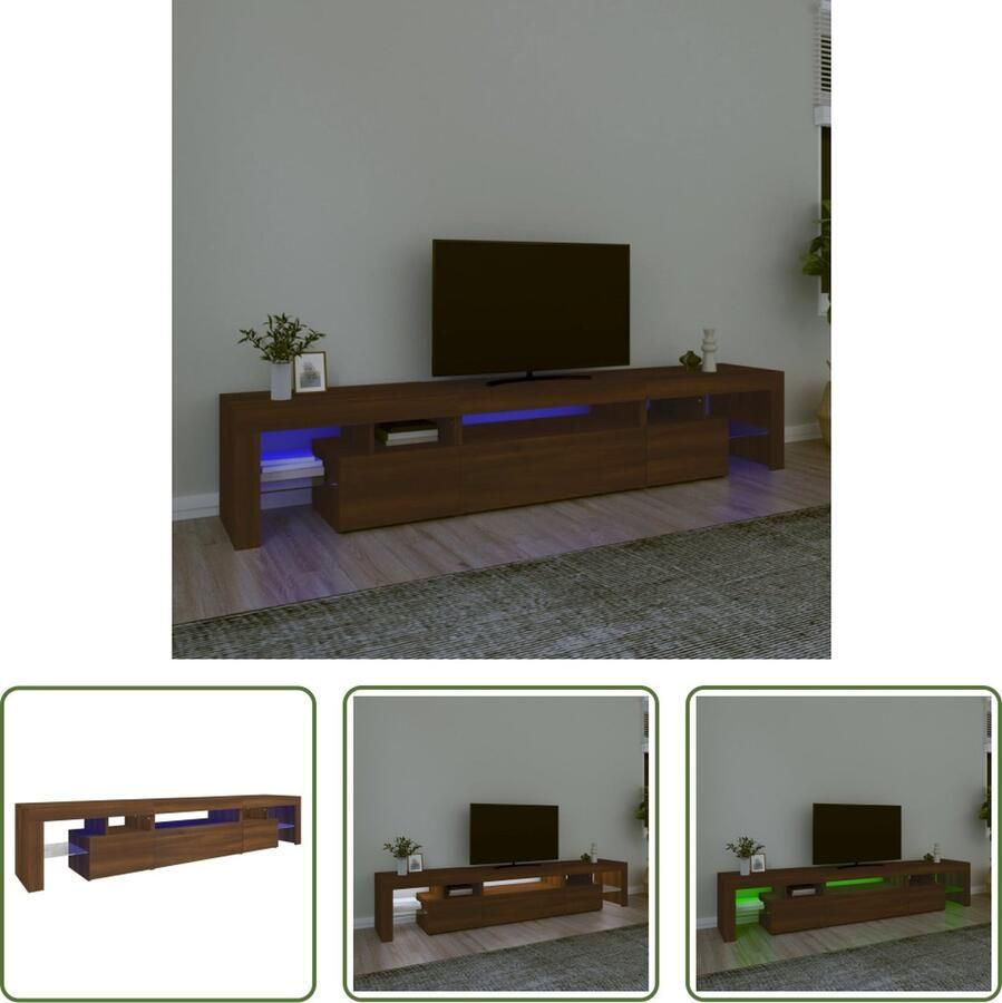 The Living Store TV Meubel LED-verlichting Bewerkt hout 215 x 36.5 x 40 cm Bruineiken