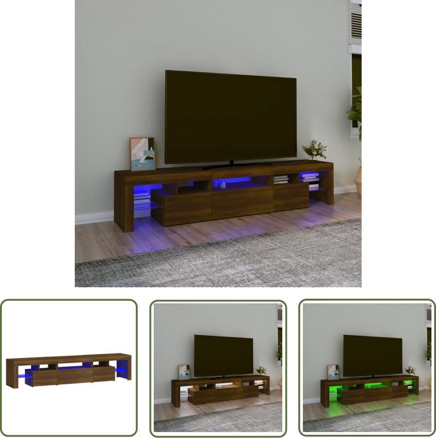 The Living Store TV-meubel LED-verlichting MDF hout 200 x 36.5 x 40 cm RGB LED-verlichting - Foto 2