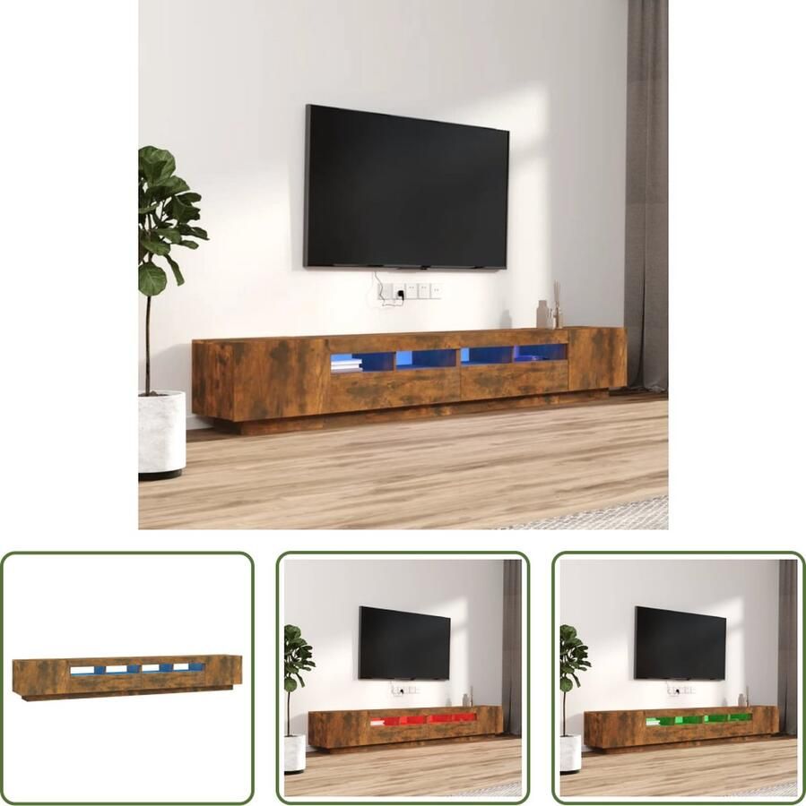 The Living Store TV-meubel Elegante Serie LED-verlichting Gerookt eiken 100 80x35x40cm Opbergruimte - Foto 2