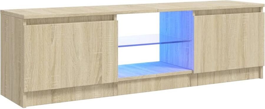 The Living Store TV-meubel LED-verlichting sonoma eiken 120 x 30 x 35.5 cm trendy ontwerp