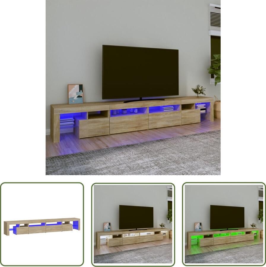The Living Store vidaXL Led Tv Meubel Tv Meubel Tv-meubel met LED-verlichting 260x36 5x40cm sonoma eikenkleurig Tv Kast Salontafel Houten Meubilair - Foto 2