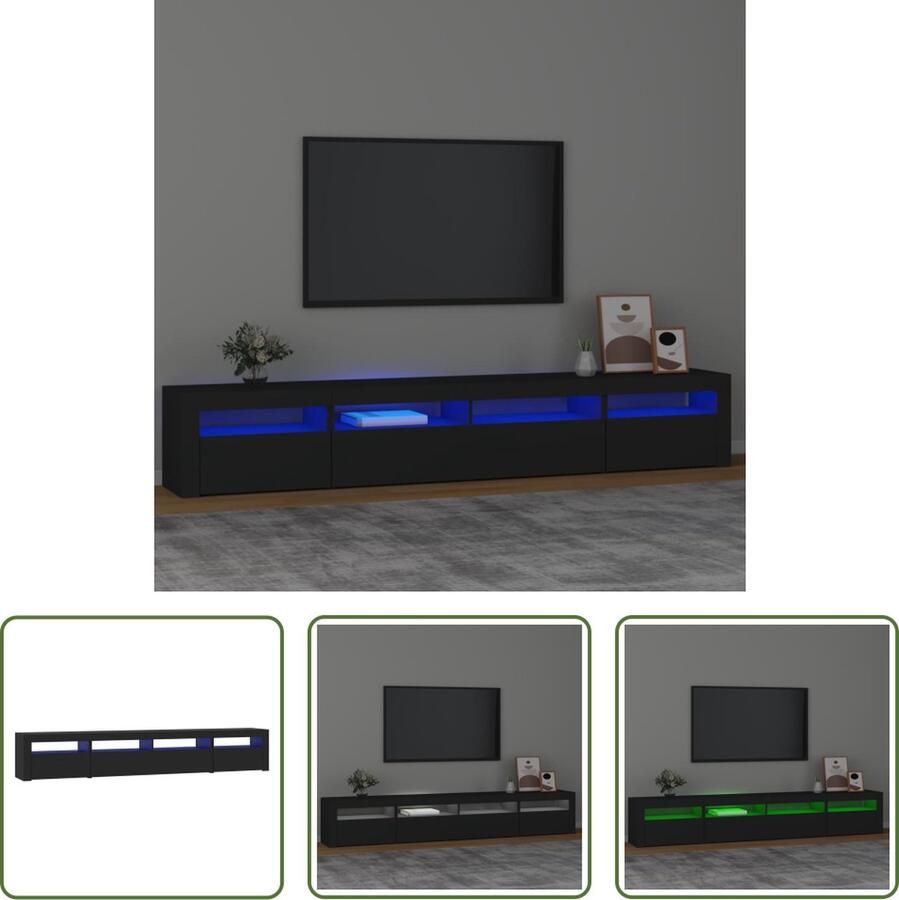 The Living Store TV-meubel LED-verlichting Wit bewerkt hout 240 x 35 x 40 cm Opbergruimte - Foto 2
