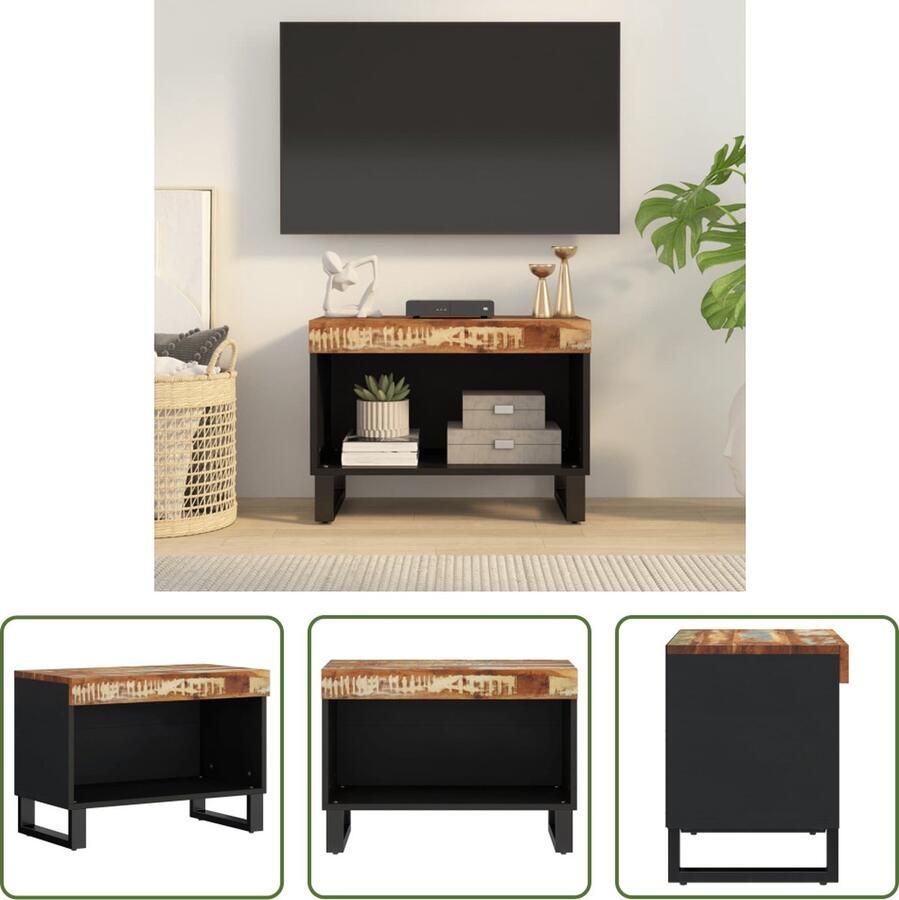 The Living Store Tv-meubel Massief Gerecycled Hout 60x33x43.5 cm IndustriÃle Stijl Tv-meubel Industrieel Design Houten Tv-kast Gerecycled Hout Televisiemeubel - Foto 2