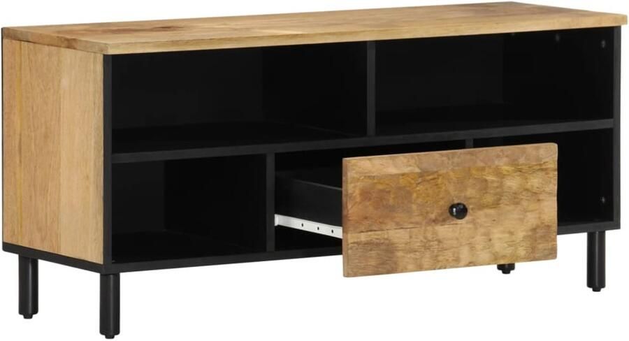 The Living Store Tv-meubel 100x33x46 cm massief mangohout Tv-meubel Mangohout Salontafel Kast Interieurdecoratie - Foto 6
