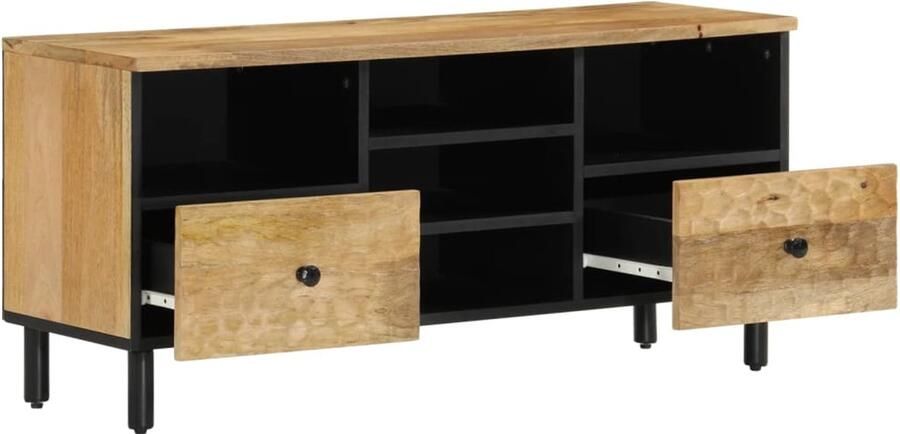 The Living Store Tv-meubel 100x33x46 cm massief mangohout Tv-meubel Mangohout Salontafel Kast Interieurdecoratie - Foto 7
