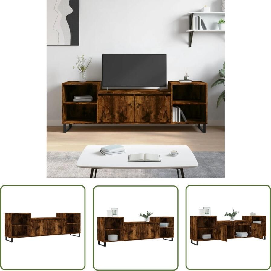 The Living Store Tv-meubel Mediakast Afmetingen 160 x 35 x 55 cm Gerookt eiken Montage vereist Bewerkt hout en metaal