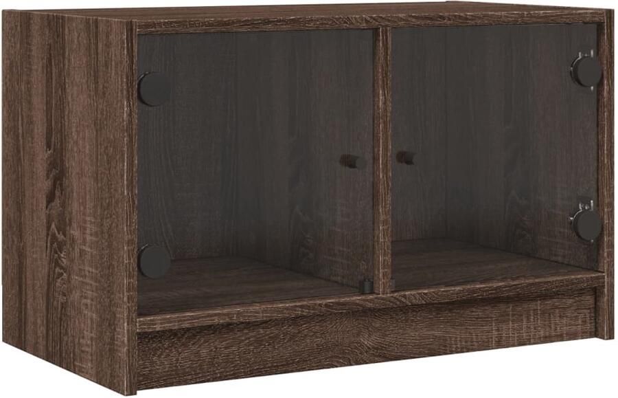 The Living Store Tv-meubel met glazen deuren 68x37x42 cm bruineikenkleurig Tv-meubel Klassieke Tv-stand Houten Tv-tafel Bruin Tv-meubel Tv Kast - Foto 2