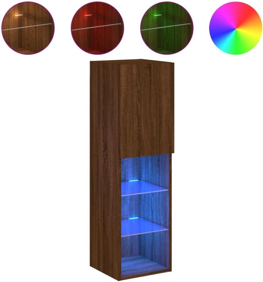 The Living Store Tv-meubel met LED-verlichting 30 5x30x102 cm bruin eikenkleur Tv-meubel Houten Tv-standaard Led Tv Kast Mediabox Bergruimte - Foto 2