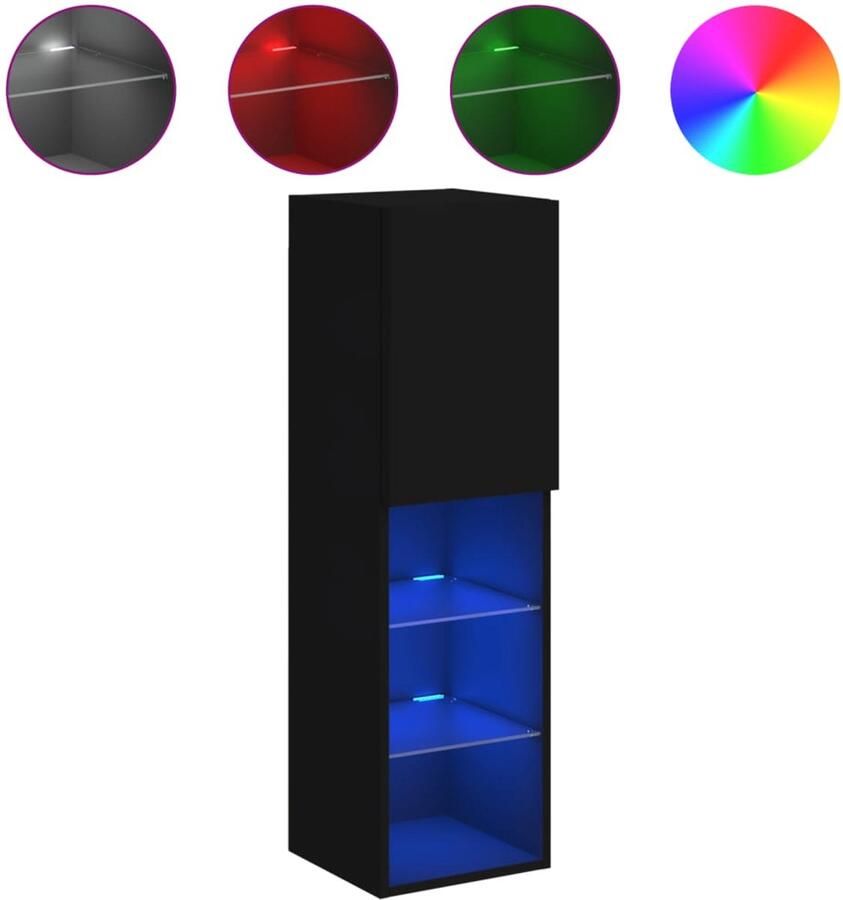 The Living Store Tv-meubel met LED-verlichting 30 5x30x102 cm zwart Tv-meubel Houten Tv-meubel Led Tv-meubel Mediabox Kast Met Led Verlichting - Foto 2